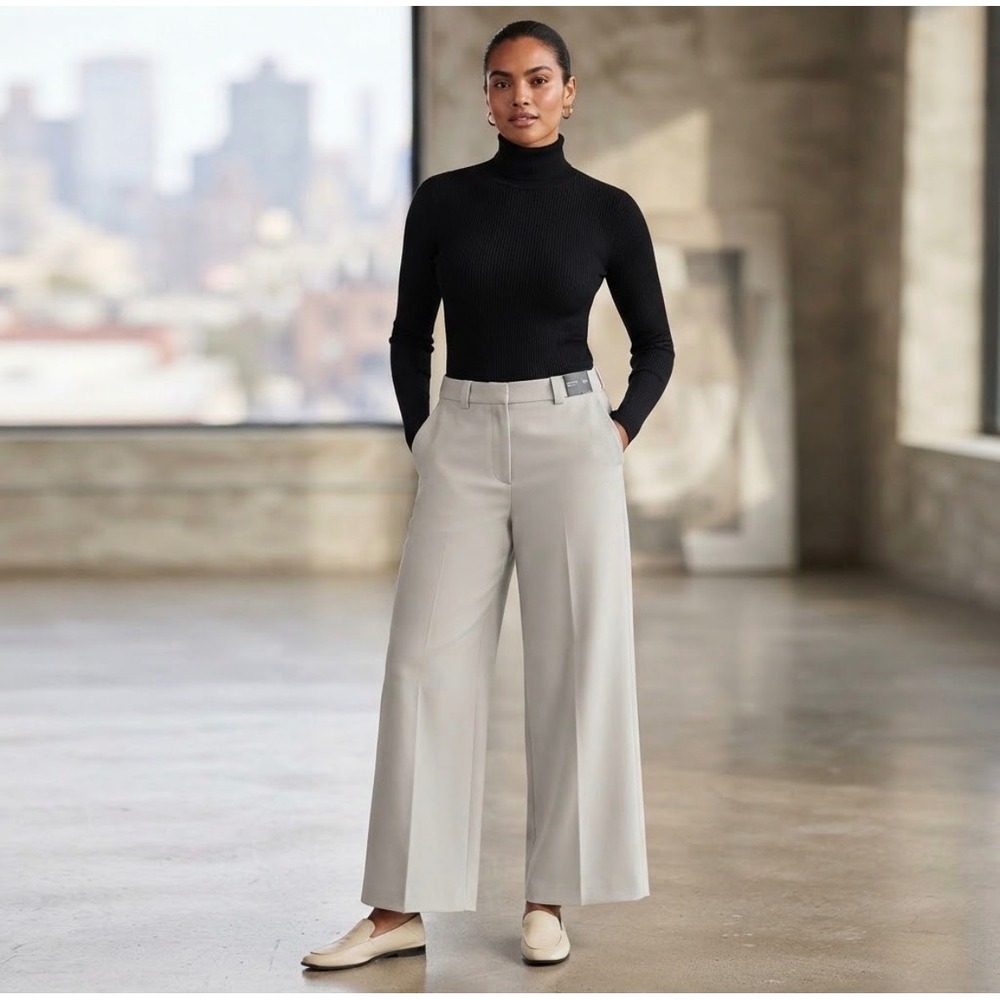 Express Relaxed Trouser Women's 10R Light Gray High Rise Pleated Wide Leg NEW